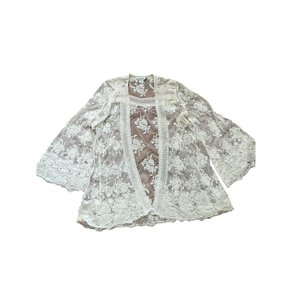 SUNDANCE Lace Kimono Cardigan Romantic Boho Bell Sleeve Fairycore ,  Size XS